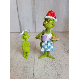Jim Shore Grinch cookies for Santa ornament Xmas set